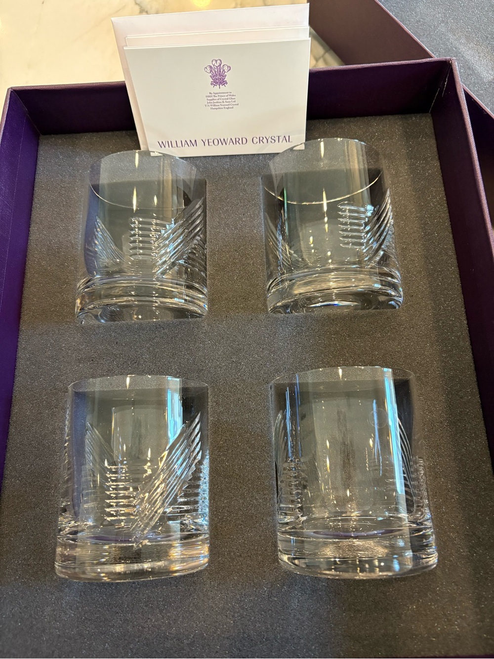 NEW! William Yeoward Crystal- INGRID GIFT SET OF 4 DOUBLE OLD FASHIONED TUMBLERS